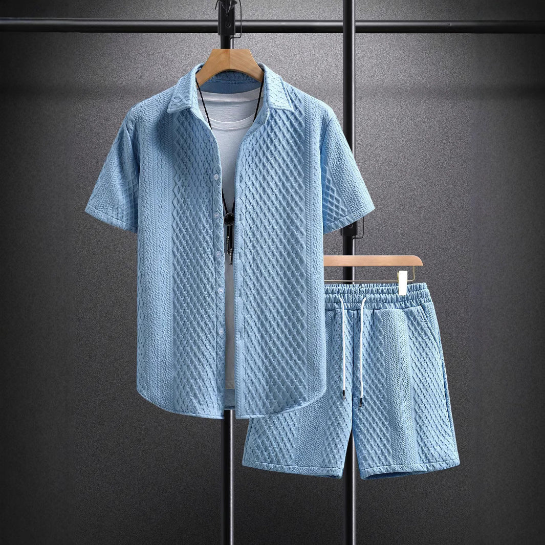 Men’s Loose Casual Two-Piece Set – Short-Sleeve Shirt & Shorts for Effortless Summer Style