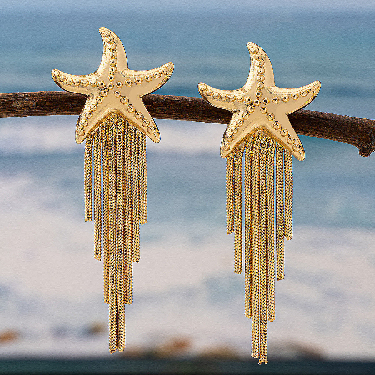 Creative Personality Holiday Ocean Style Starfish Tassel Earrings