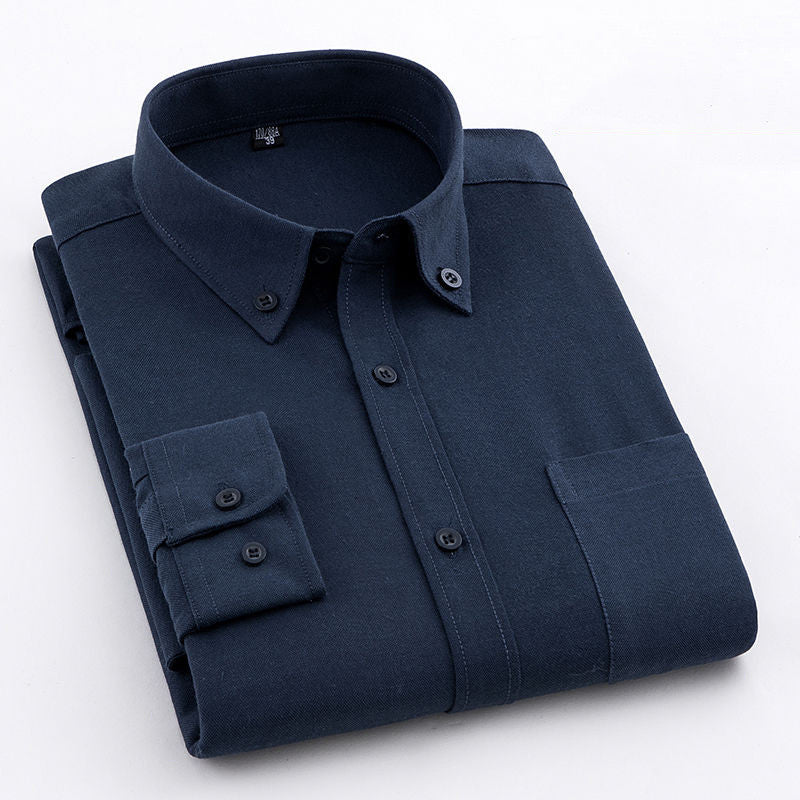 Men’s Pure-Color Oxford Slim Fit Shirt – Youth & Middle-Aged Business Casual