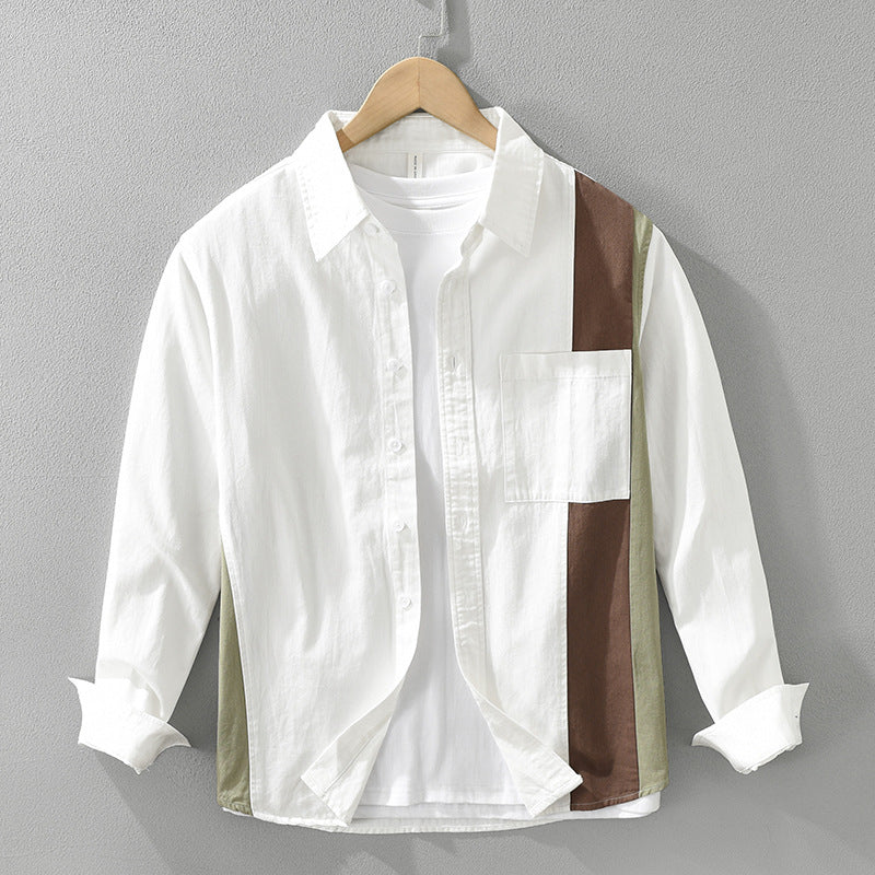 Men’s Loose Artistic Cotton Long-Sleeve Shirt – Versatile Square-Collar Casual Top