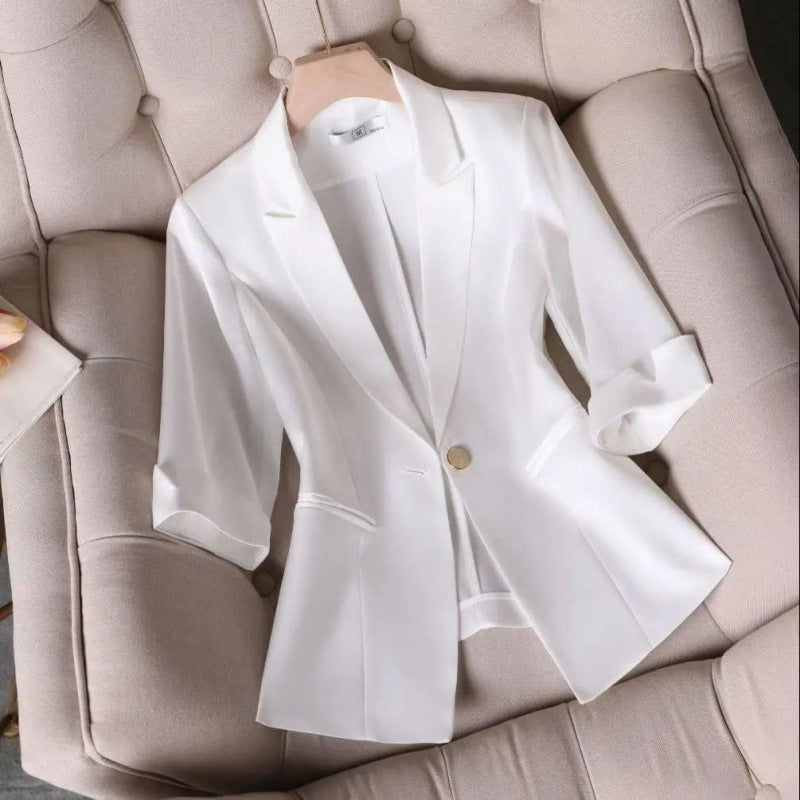 Acetate Stretch Satin All-match Women's Jacket