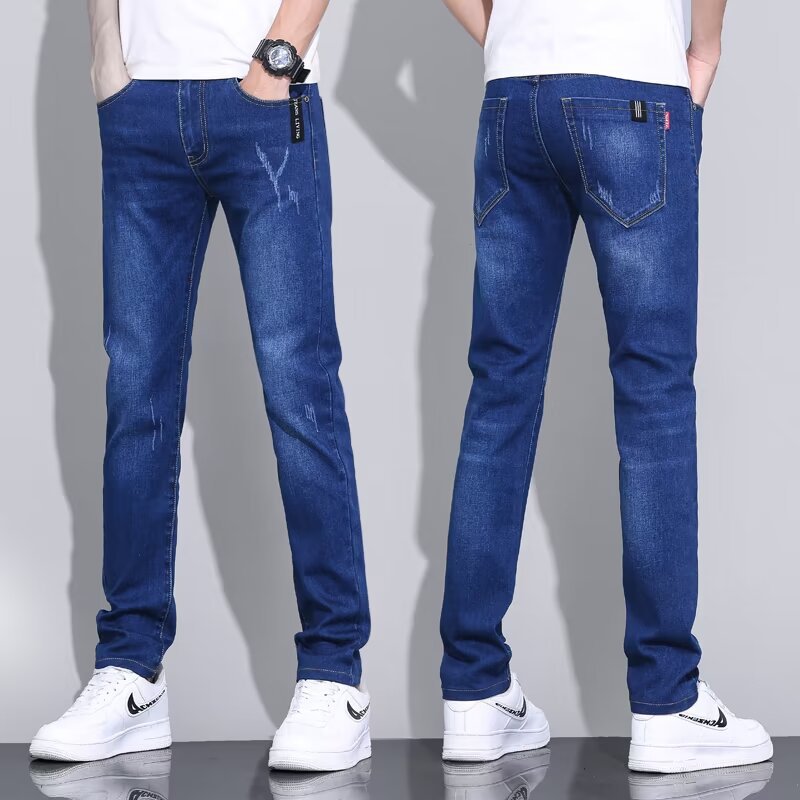 Men’s Slim Fit Washed Blue Jeans – All-Season Stylish Comfort