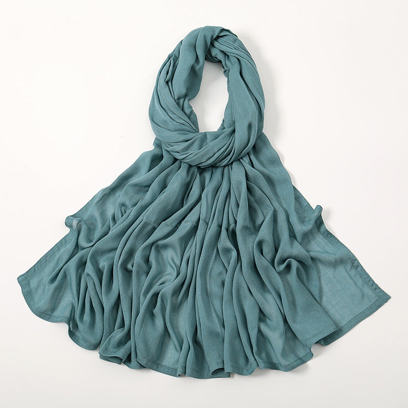 Solid Color Malay Indonesian Rayon Scarf Wide Brim Thin Modal Breathable