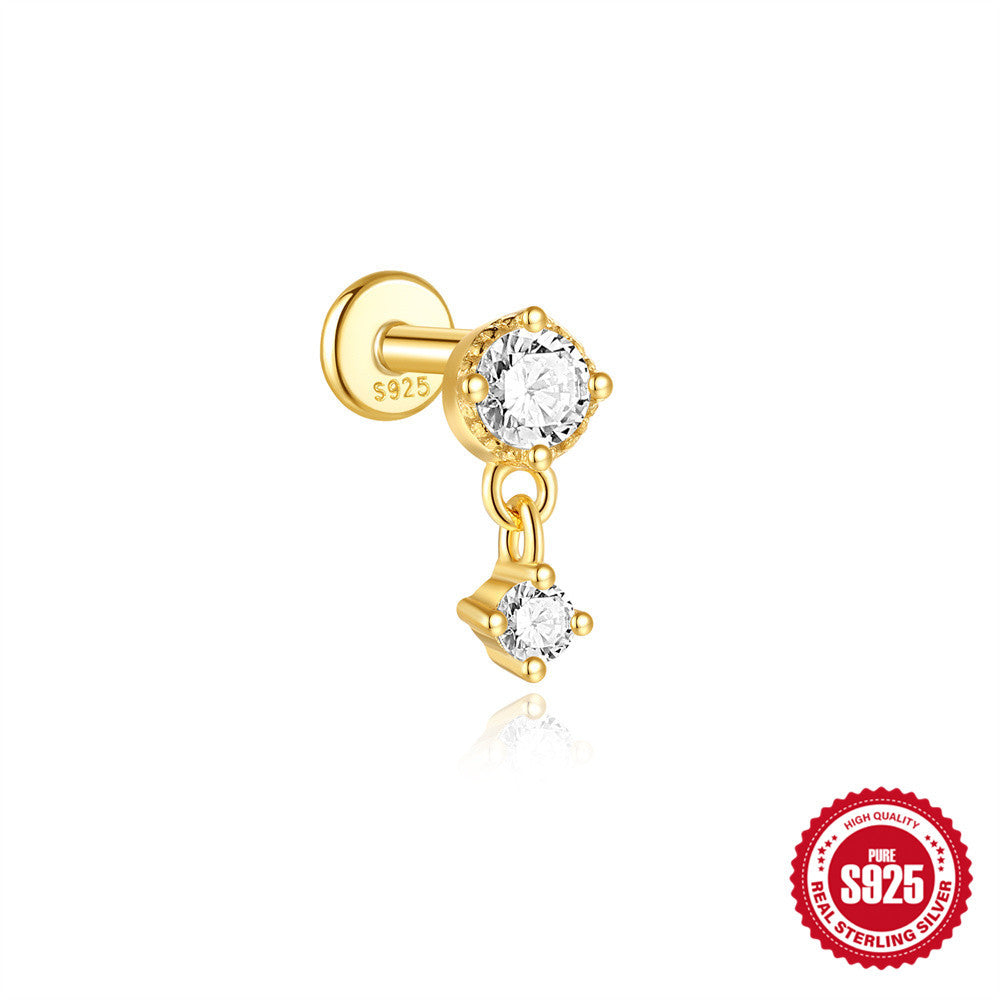 S925 Sterling Silver Shiny Diamond-encrusted Opal Zircon Earrings