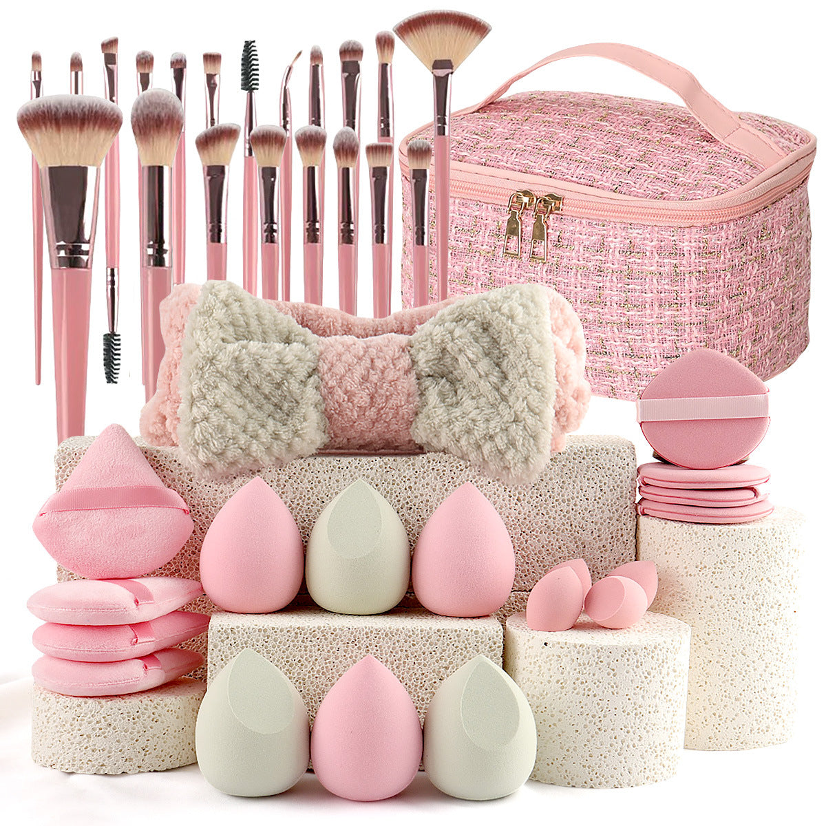 40-piece Beauty Tool Belt Travel Cosmetic Bag