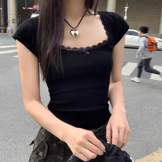Women's Square Collar Short Ruffled Short Sleeves