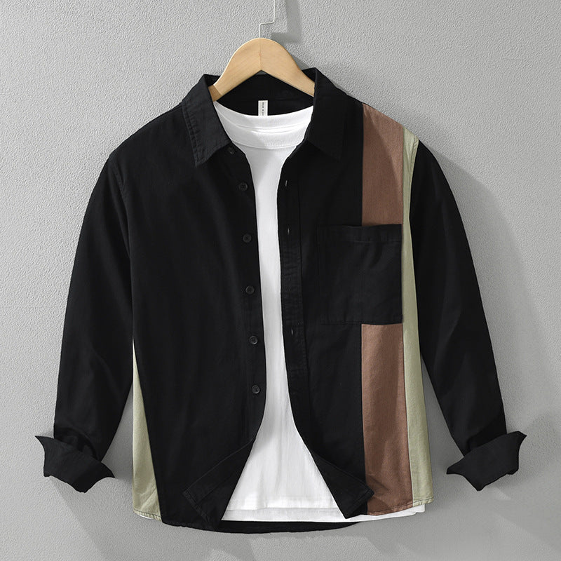 Men’s Loose Artistic Cotton Long-Sleeve Shirt – Versatile Square-Collar Casual Top