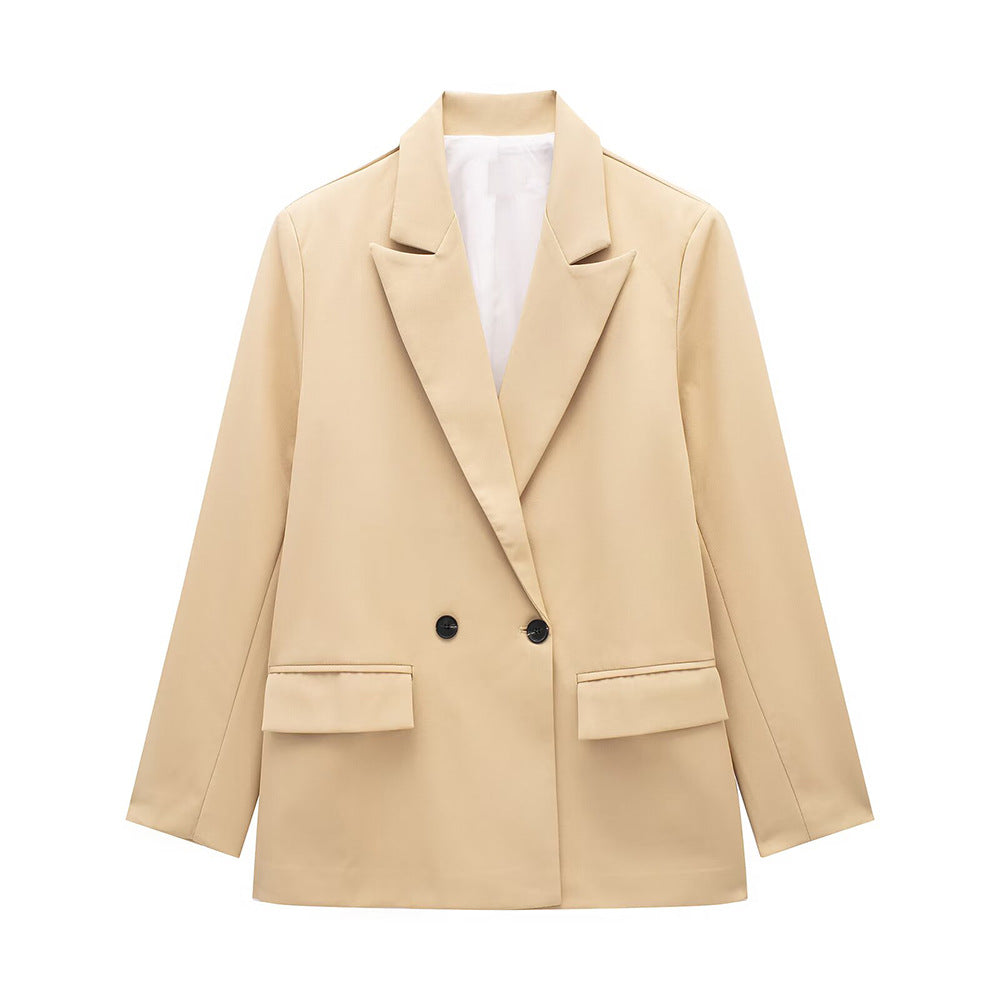 Women's Multi-color Commuter Loose Design Double-breasted Jacket