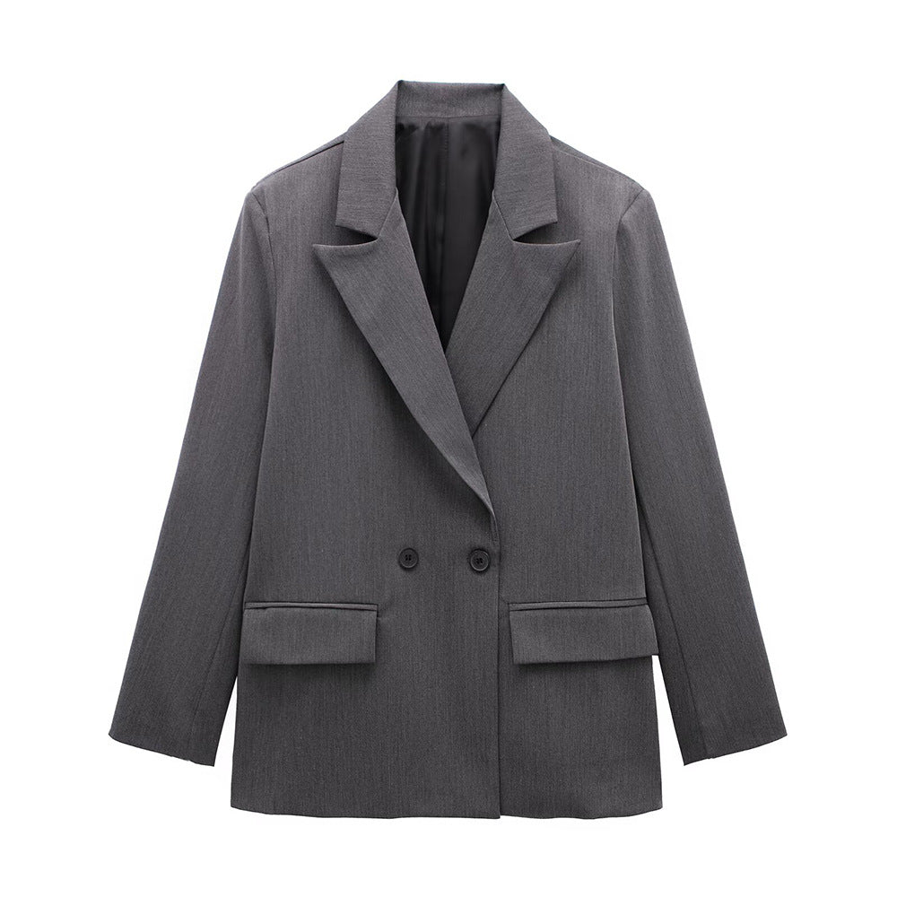 Women's Multi-color Commuter Loose Design Double-breasted Jacket
