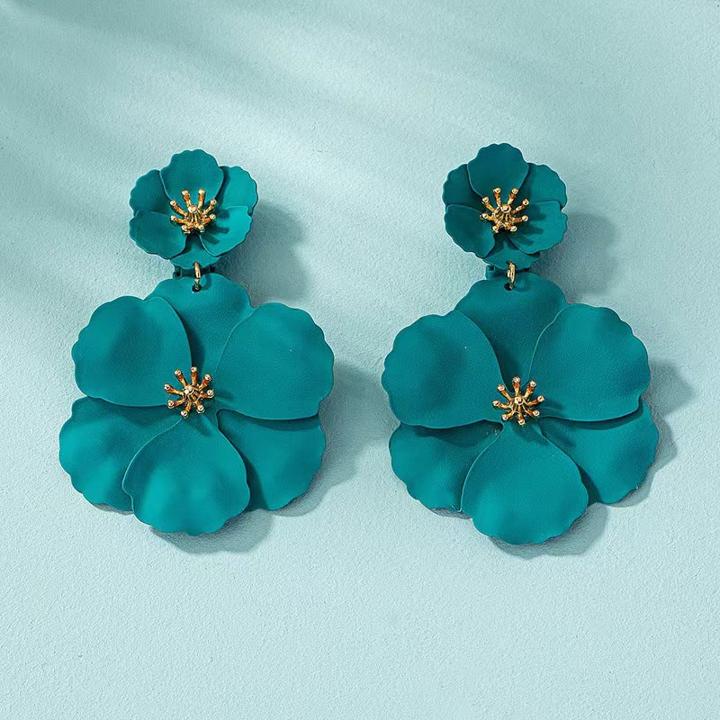European And American Mori Girl Flower Earrings Retro Long