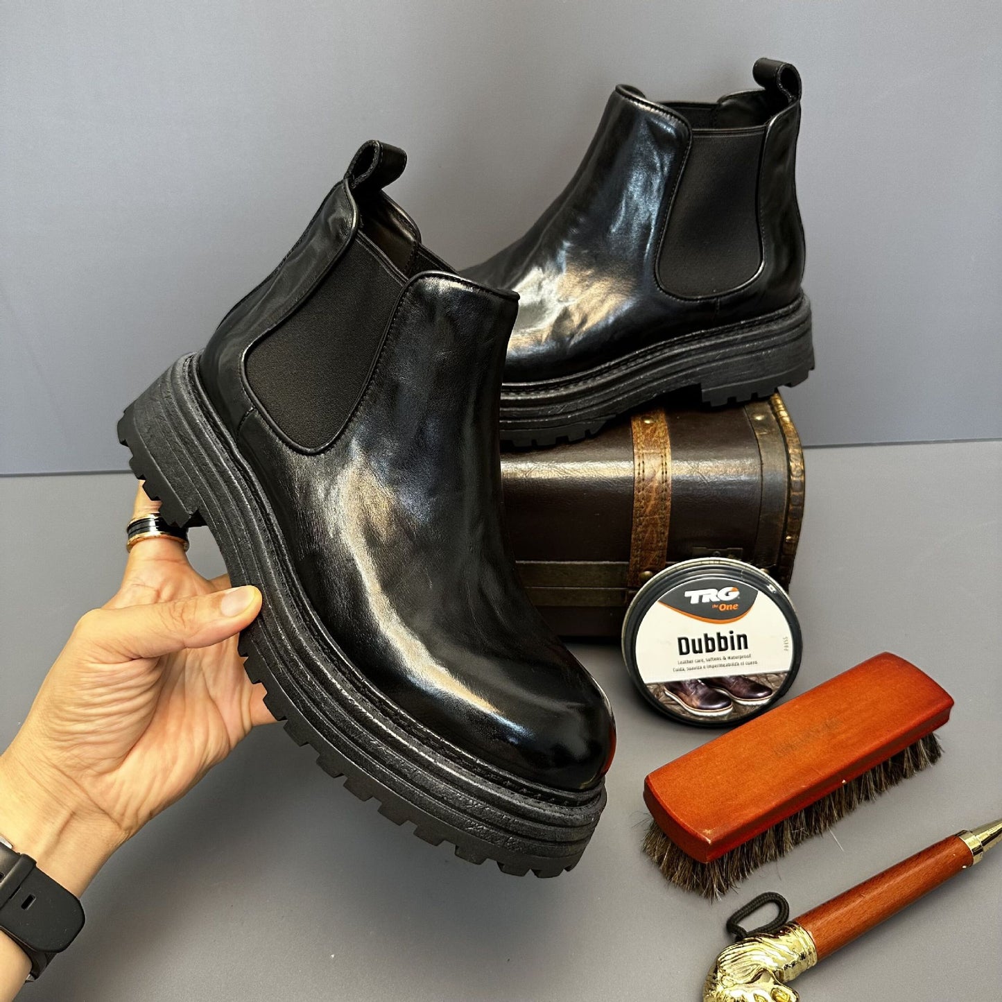 Men’s Genuine Horse Leather Retro High-Top Martin Boots