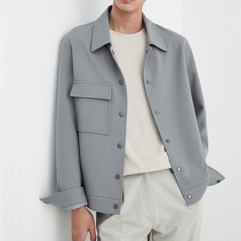 Men’s Polo Collar Korean Casual Jacket – Loose Fit Blouson Trend Outerwear