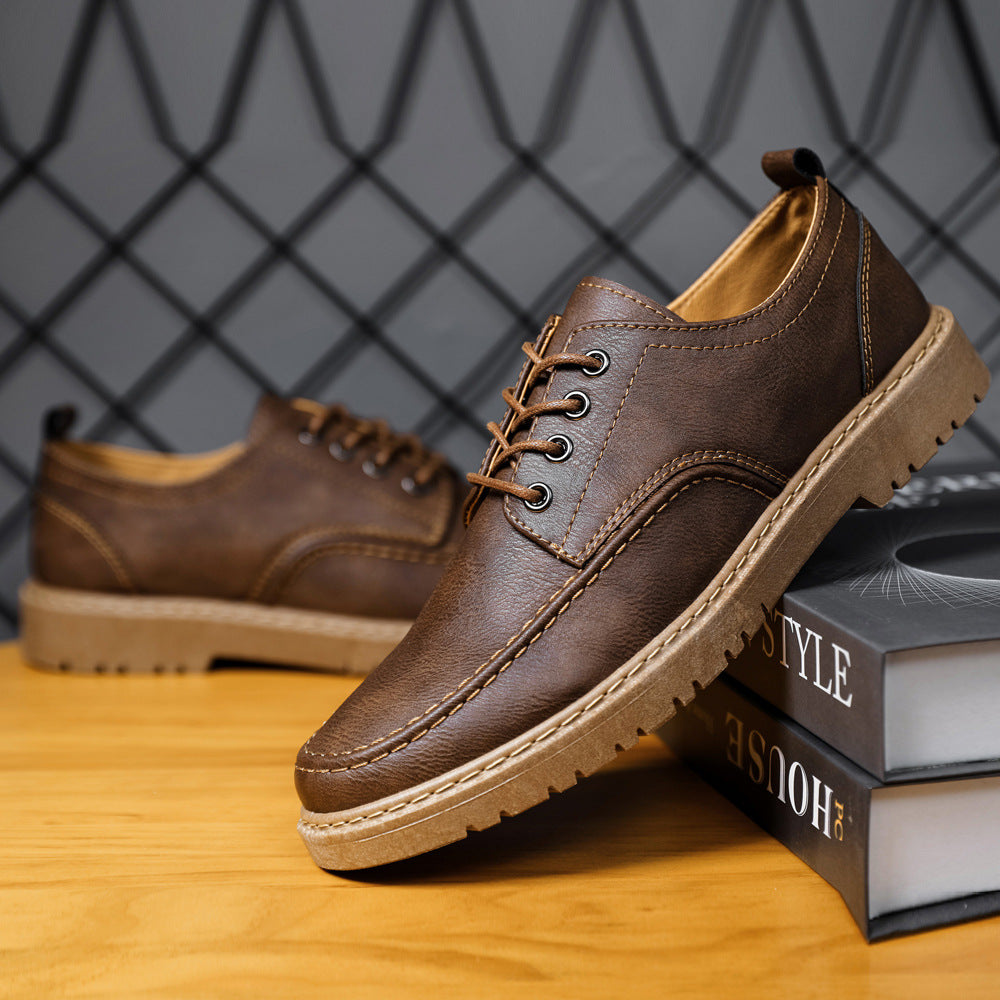 Men’s Plus-Size British-Style Lace-Up Casual Leather Shoes