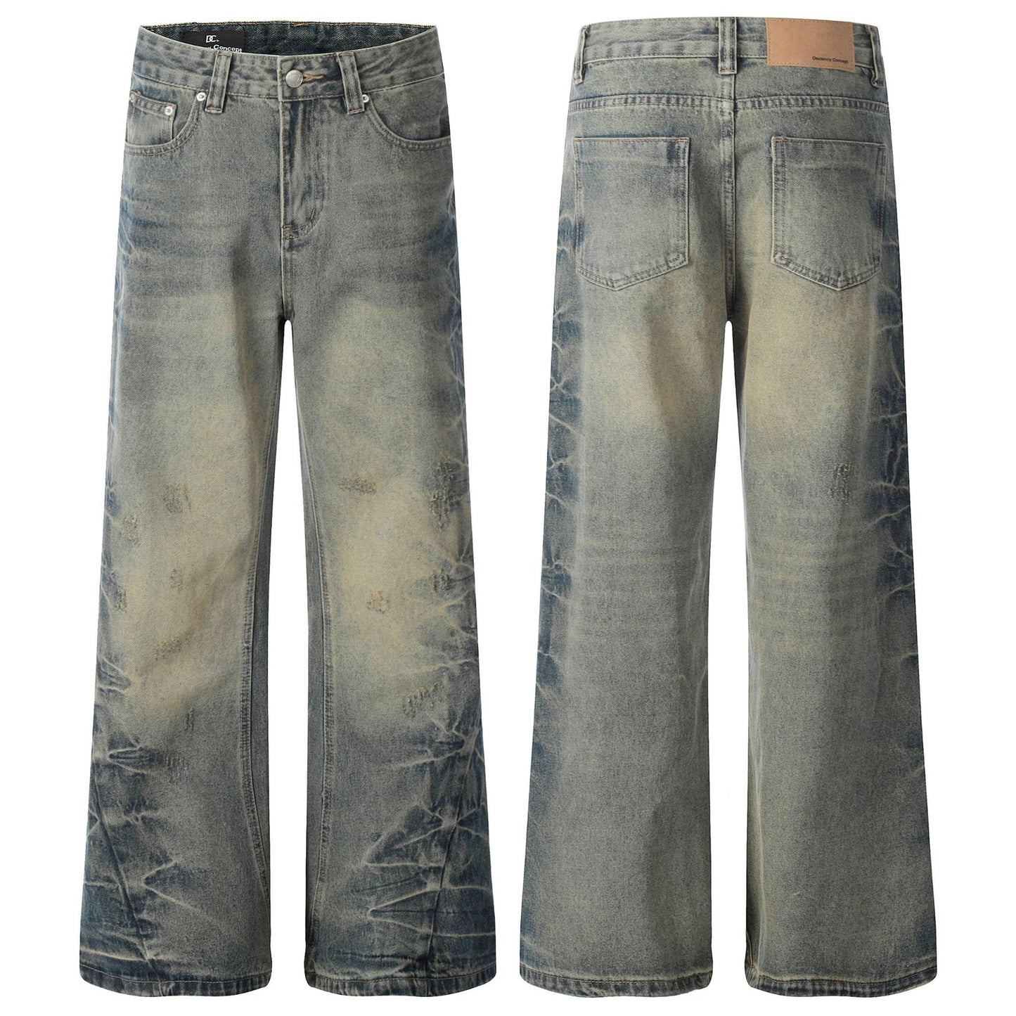 Vintage Washed Loose Fit Flared Jeans – Retro Street Style for Men