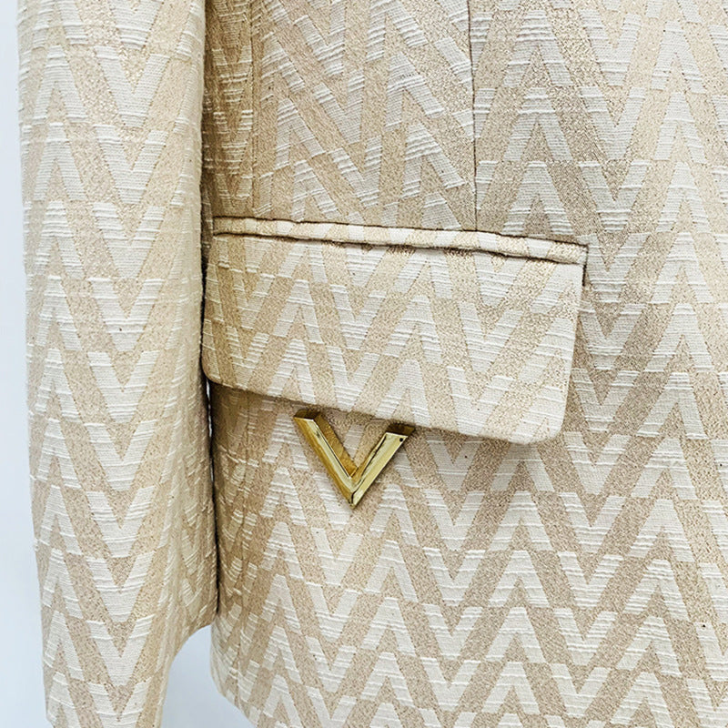 New European And American Star Fashion Jacquard Mid-length Suit Suit
