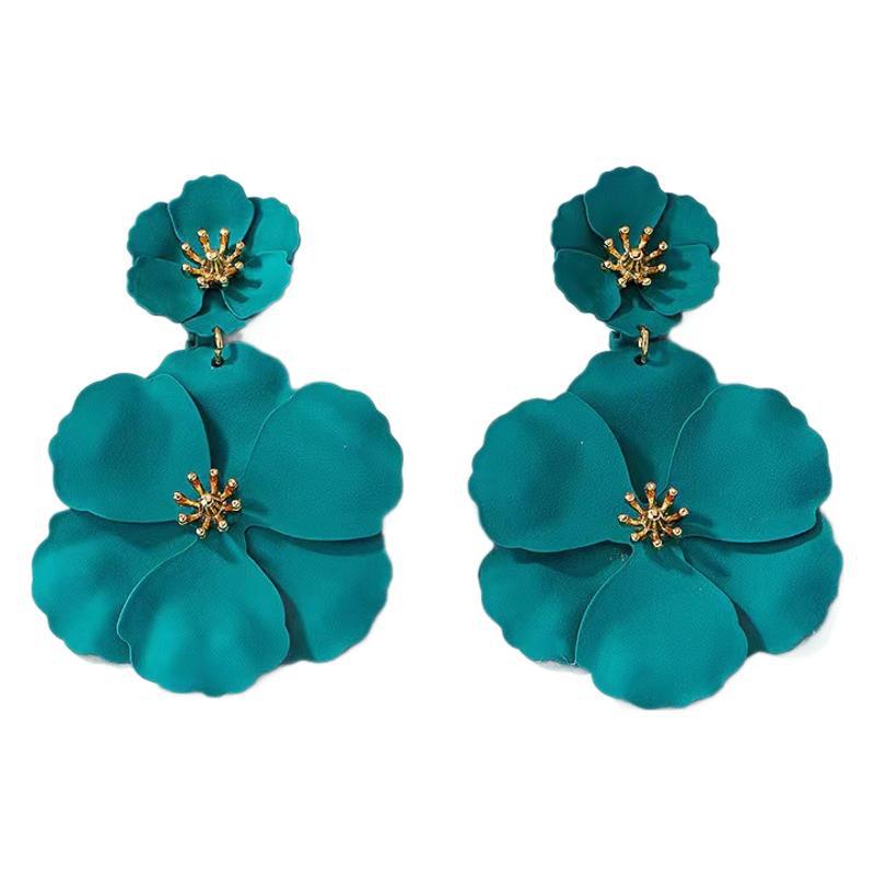 European And American Mori Girl Flower Earrings Retro Long