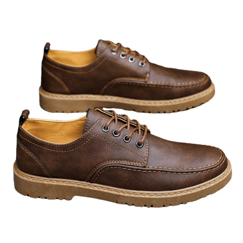 Men’s Plus-Size British-Style Lace-Up Casual Leather Shoes