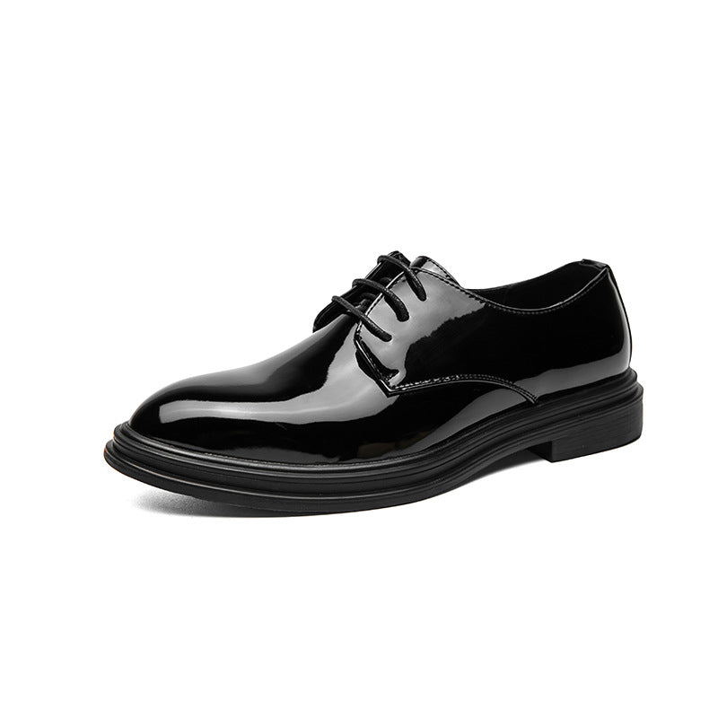 Men’s Glossy Pointed Business Leather Shoes – Sleek British Formal Style