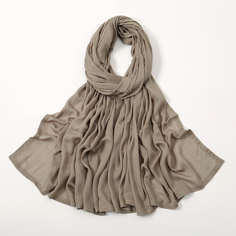 Solid Color Malay Indonesian Rayon Scarf Wide Brim Thin Modal Breathable
