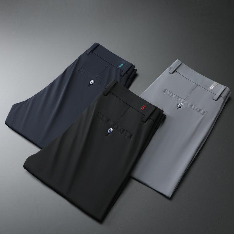 Men’s Fashion Personality Tencel Business Casual Pants – Soft, Breathable, All-Season Trousers