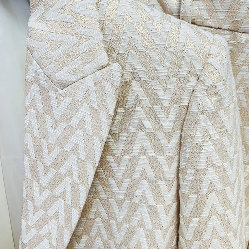 New European And American Star Fashion Jacquard Mid-length Suit Suit