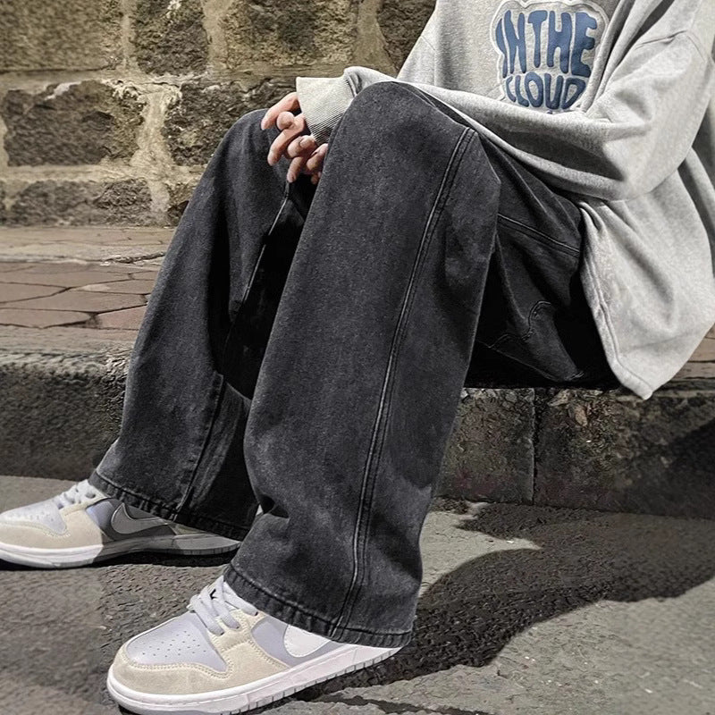 Men’s Straight Loose Jeans – Classic American Street Fit Denim