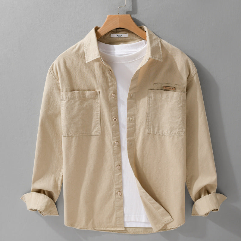 Men’s Simple All-Match Loose Fit Long-Sleeve Shirt – Casual Essential