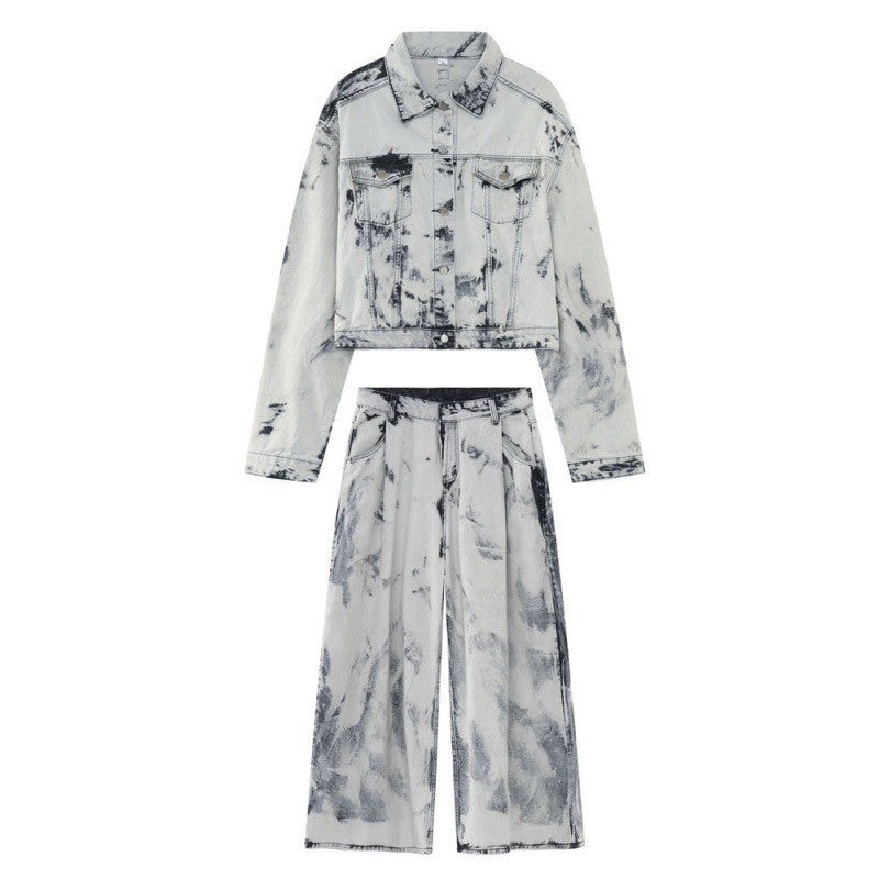 Men’s American Retro Tie‑Dye High‑Street Leisure Suit – Vibrant Cotton Lounge Set