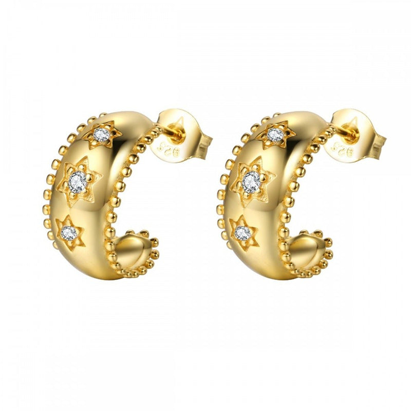 European And American Zircon Ear Clip Eardrops Hours Ear Ring