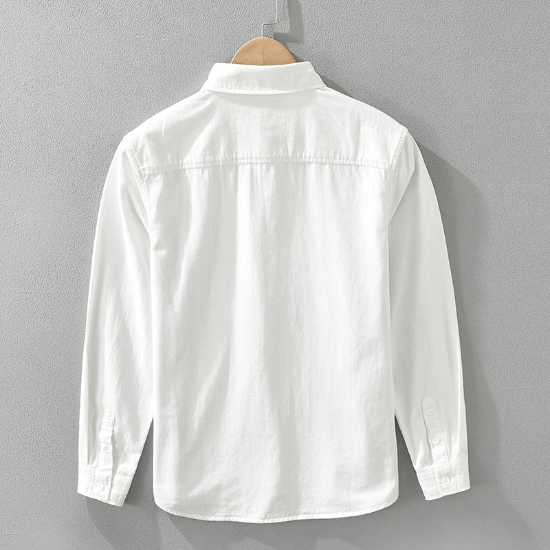 Men’s Loose Artistic Cotton Long-Sleeve Shirt – Versatile Square-Collar Casual Top
