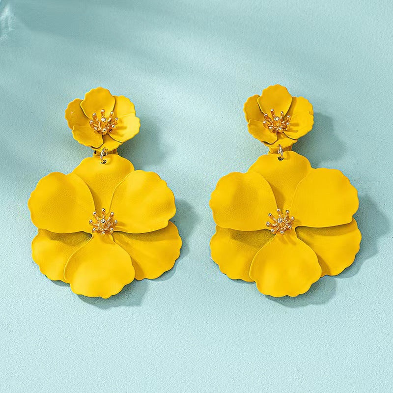 European And American Mori Girl Flower Earrings Retro Long