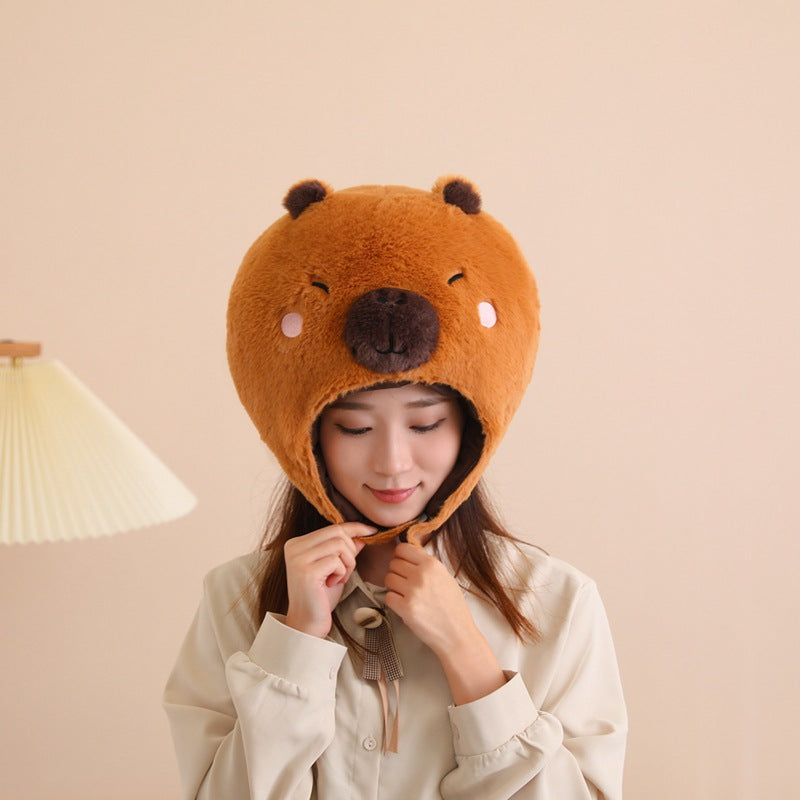 Cute Capybara Head Cover Hat Cartoon Photography Performance Props