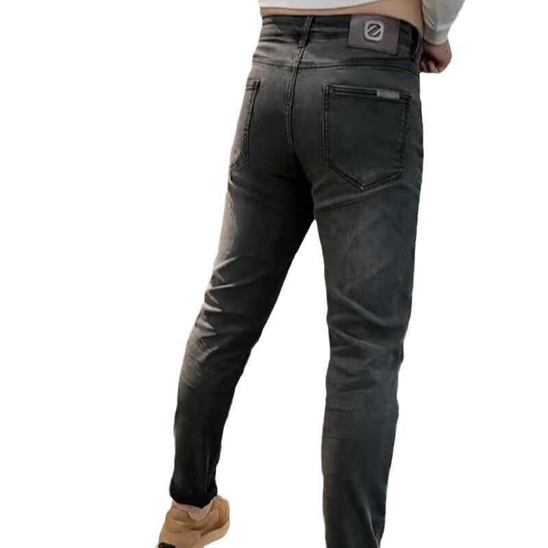Men's Washed Slim Fit Black Jeans – European-Inspired Urban Style