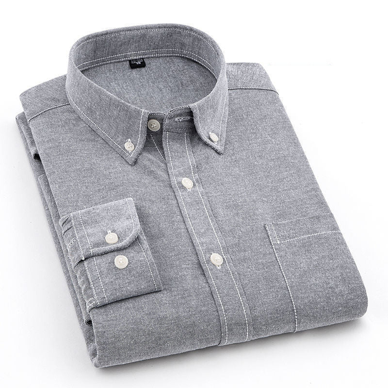 Men’s Pure-Color Oxford Slim Fit Shirt – Youth & Middle-Aged Business Casual