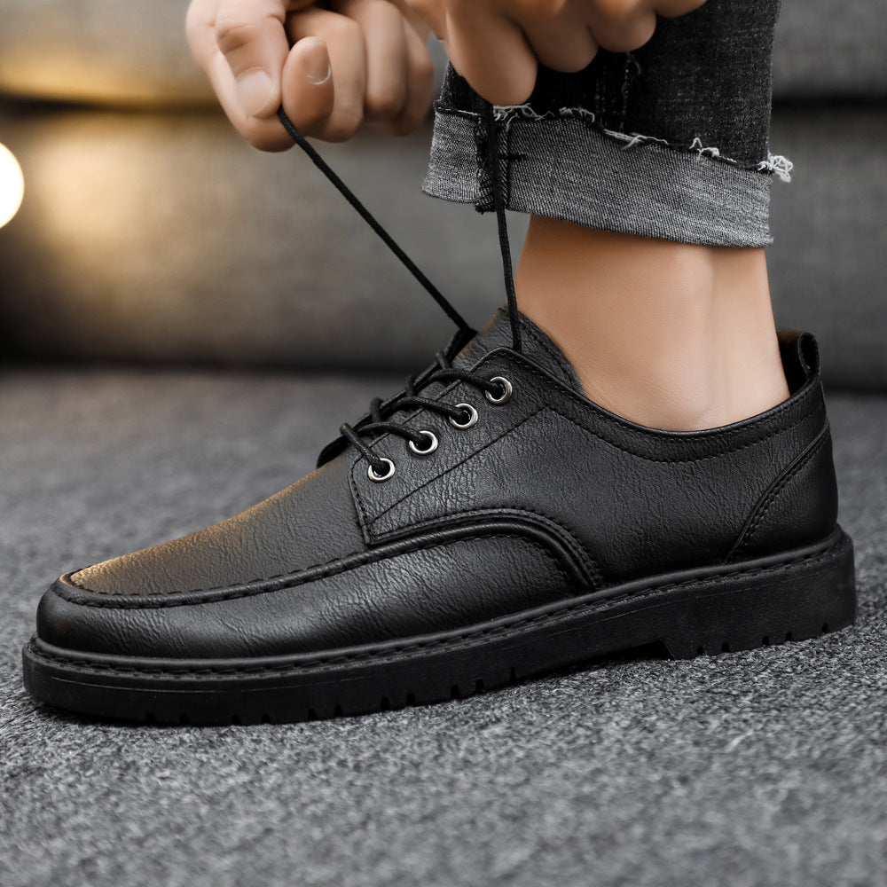 Men’s Plus-Size British-Style Lace-Up Casual Leather Shoes