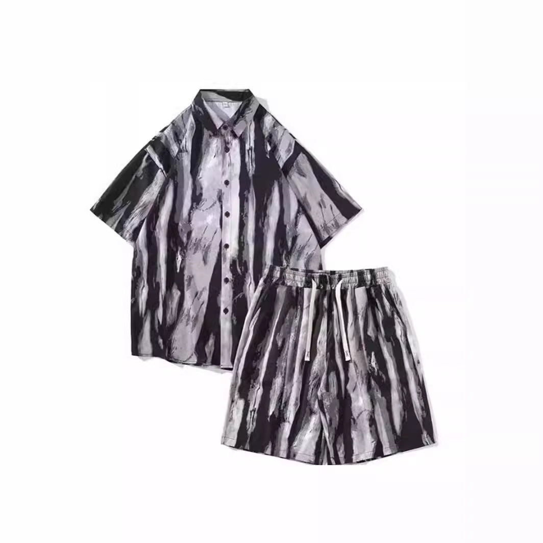 Casual Tie-dye Men's Loose Flower Shirt Suit
