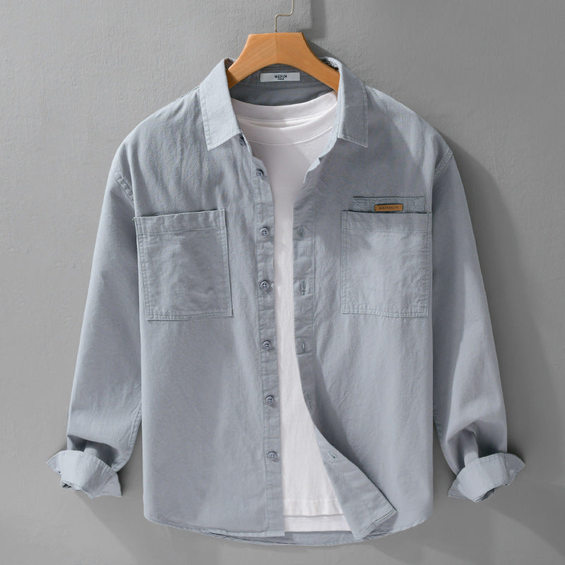 Men’s Simple All-Match Loose Fit Long-Sleeve Shirt – Casual Essential