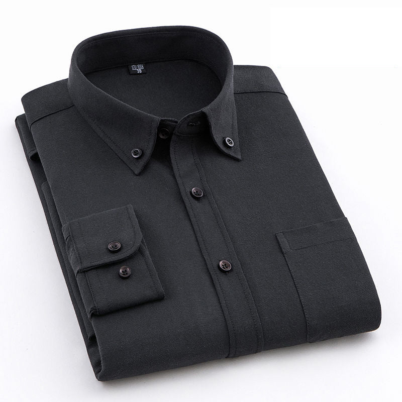 Men’s Pure-Color Oxford Slim Fit Shirt – Youth & Middle-Aged Business Casual