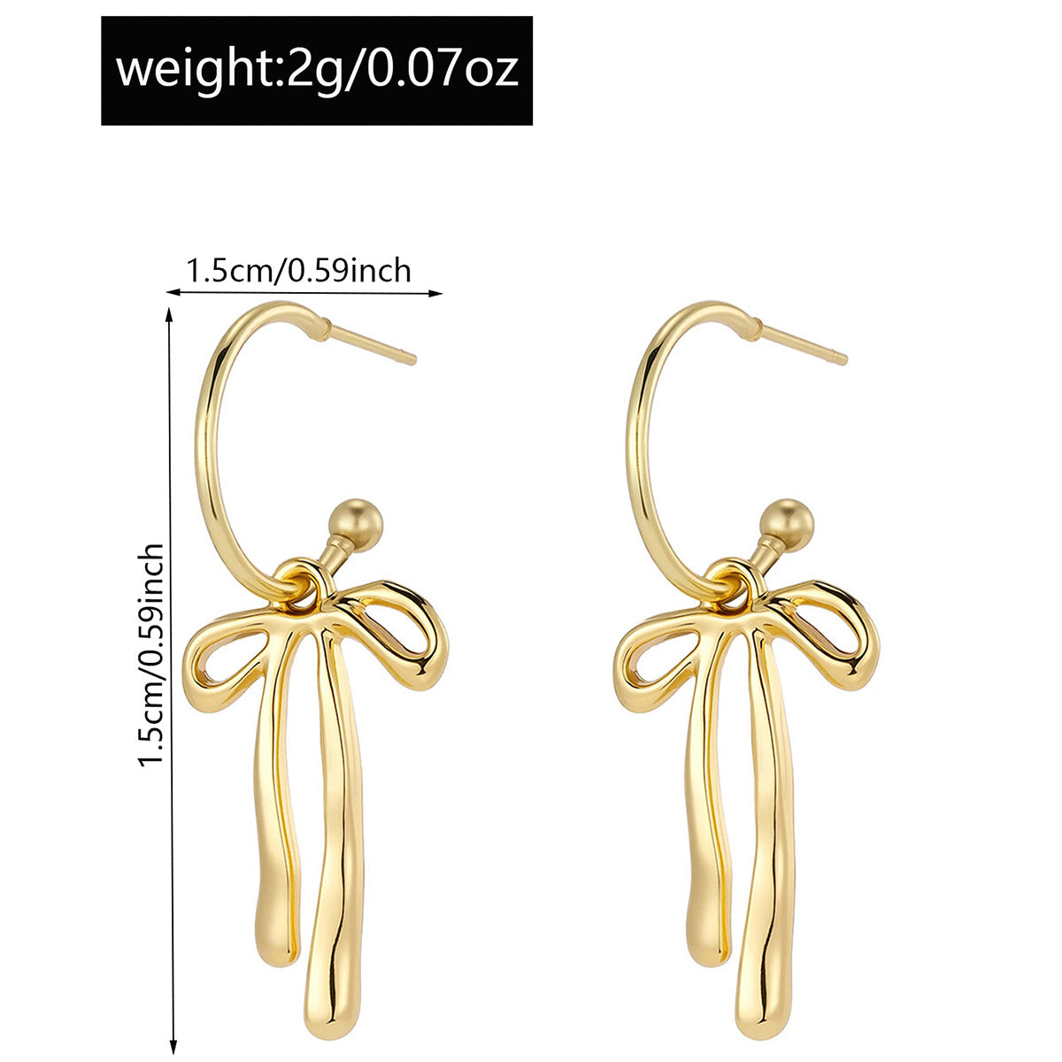 Metal Fashion Minimalist Bowknot Stud Earrings