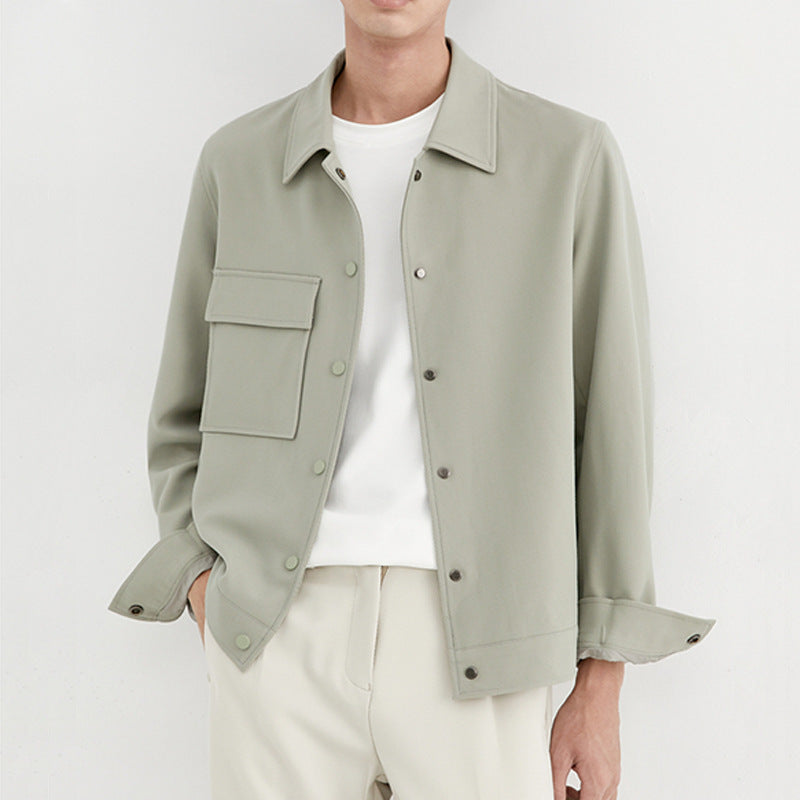 Men’s Polo Collar Korean Casual Jacket – Loose Fit Blouson Trend Outerwear