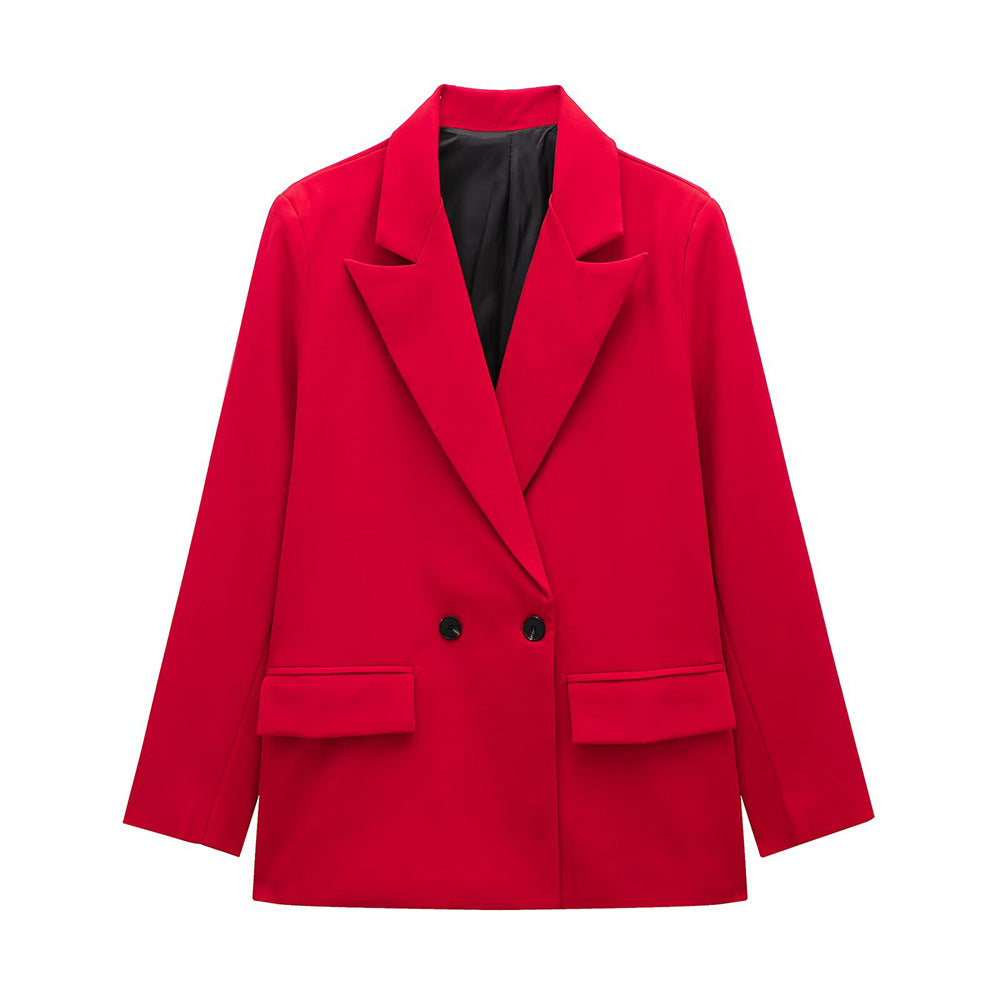 Women's Multi-color Commuter Loose Design Double-breasted Jacket