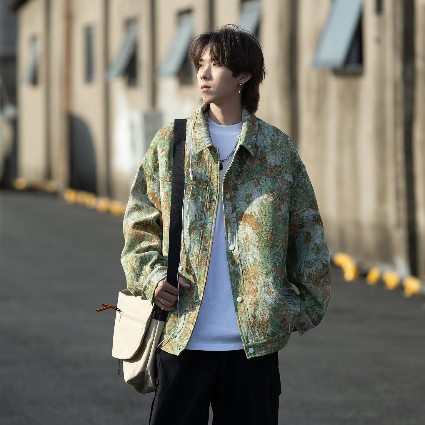 Vintage Jacket Men's Loose Floral Embroidery Coat