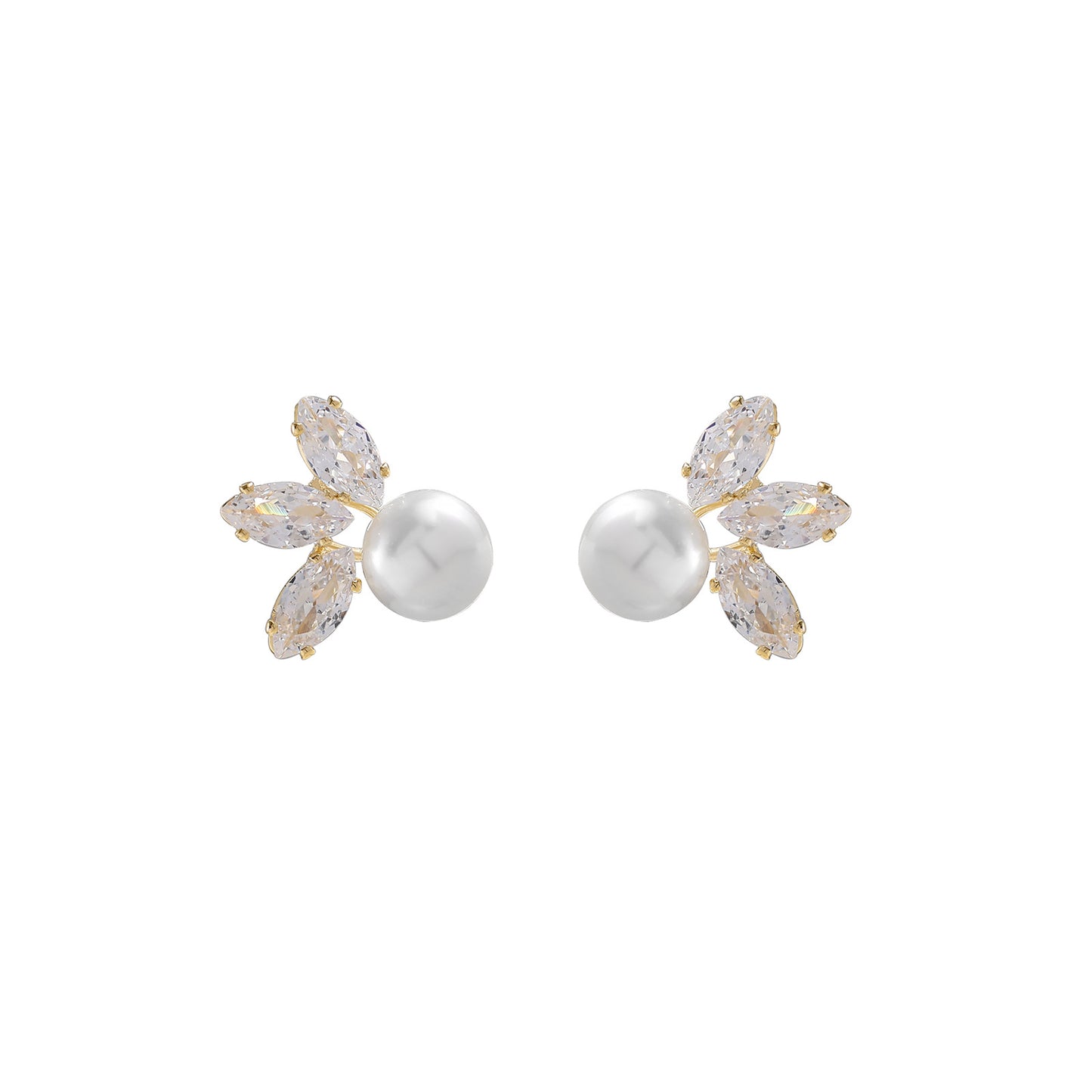 925 High-grade Three-petal Zircon Leaf Earrings