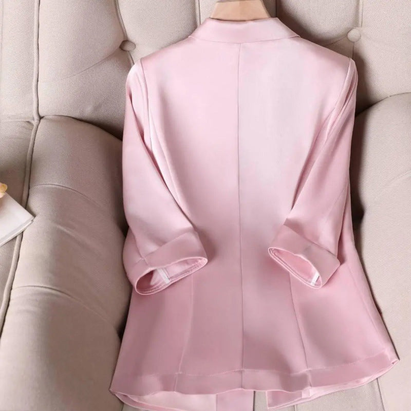 Acetate Stretch Satin All-match Women's Jacket