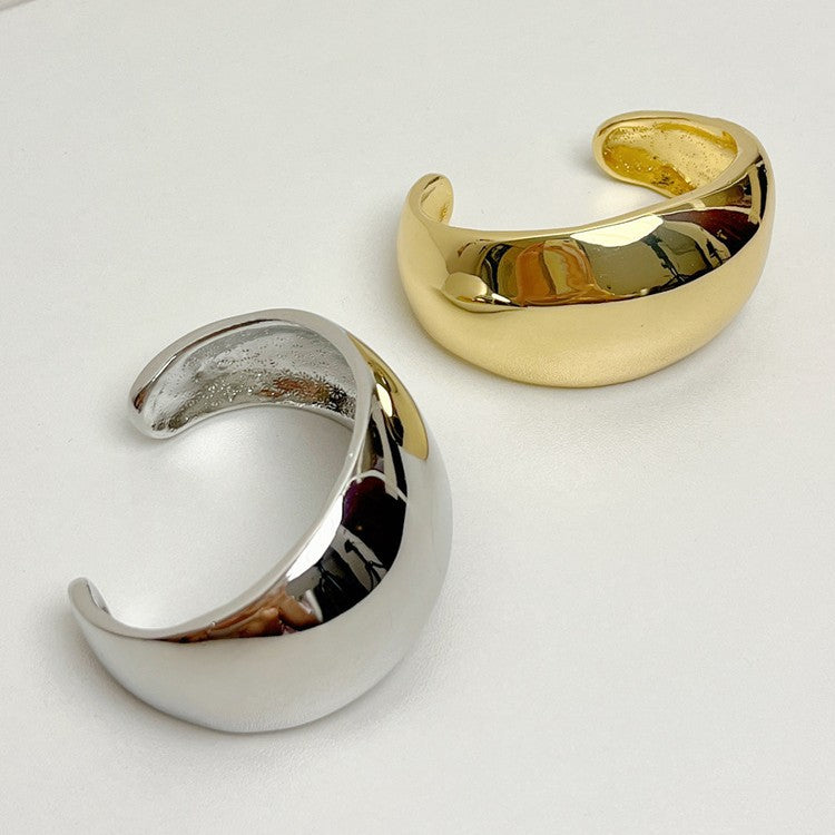 Niche Wide Metal Curved Glossy Bracelet Light Luxury High Sense