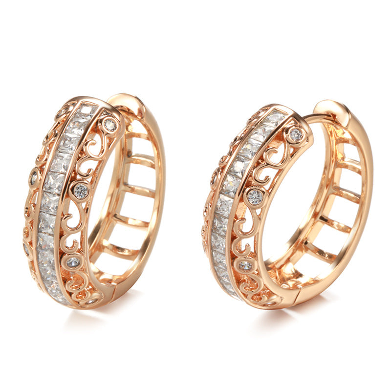 Rose Gold Earrings Micro Rhinestone Earclip Earrings