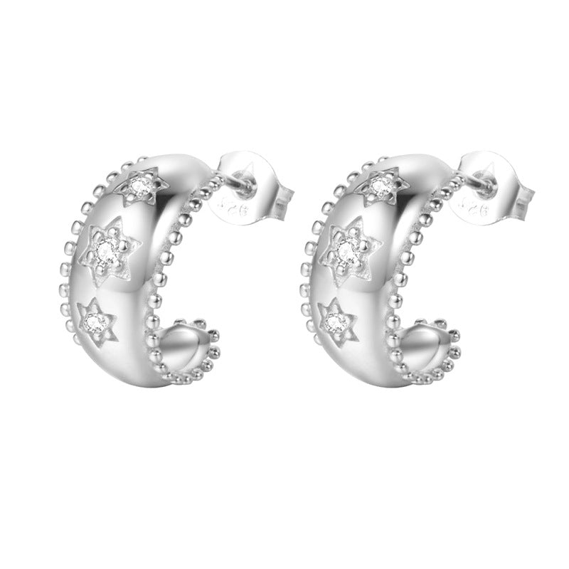 European And American Zircon Ear Clip Eardrops Hours Ear Ring