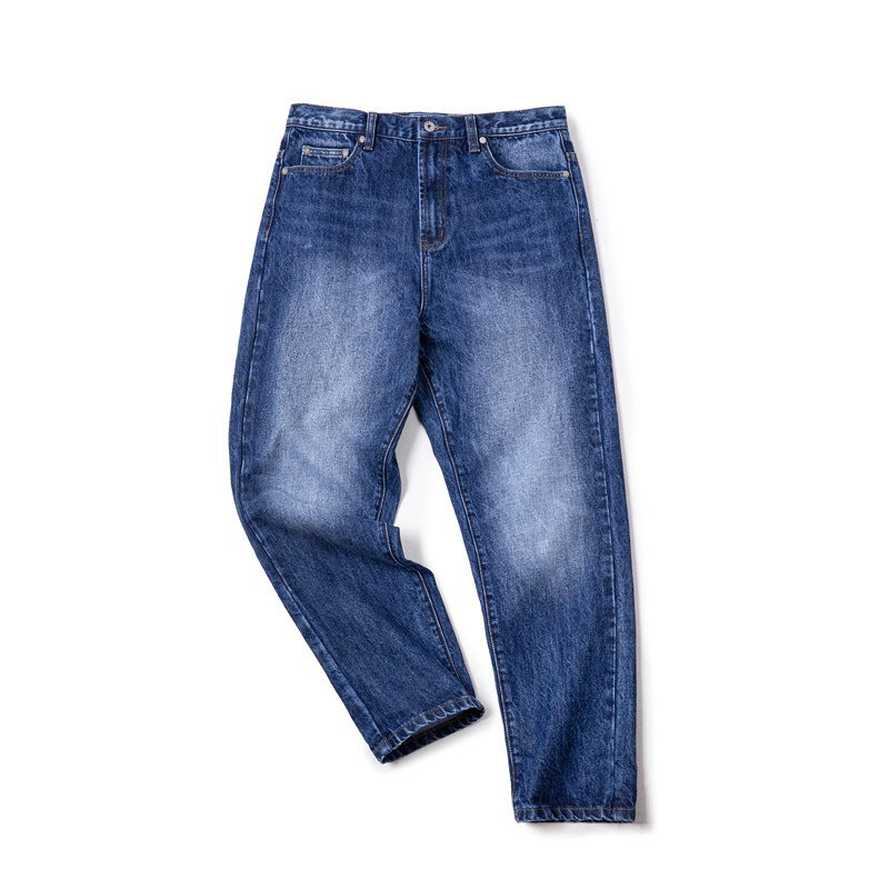 Men’s Retro Gradient Worn White Jeans – Vintage American Street Style