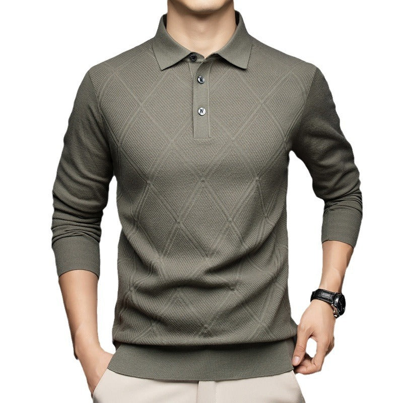 Lapel New Middle-aged People's Long Sleeve Business Casual Dad Wear Bottoming Sweater Men