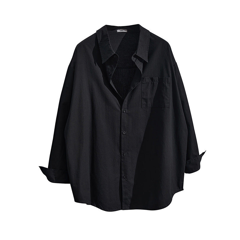 Plus Size Cotton Casual Shirt Loose Slimming Thin Long Sleeve